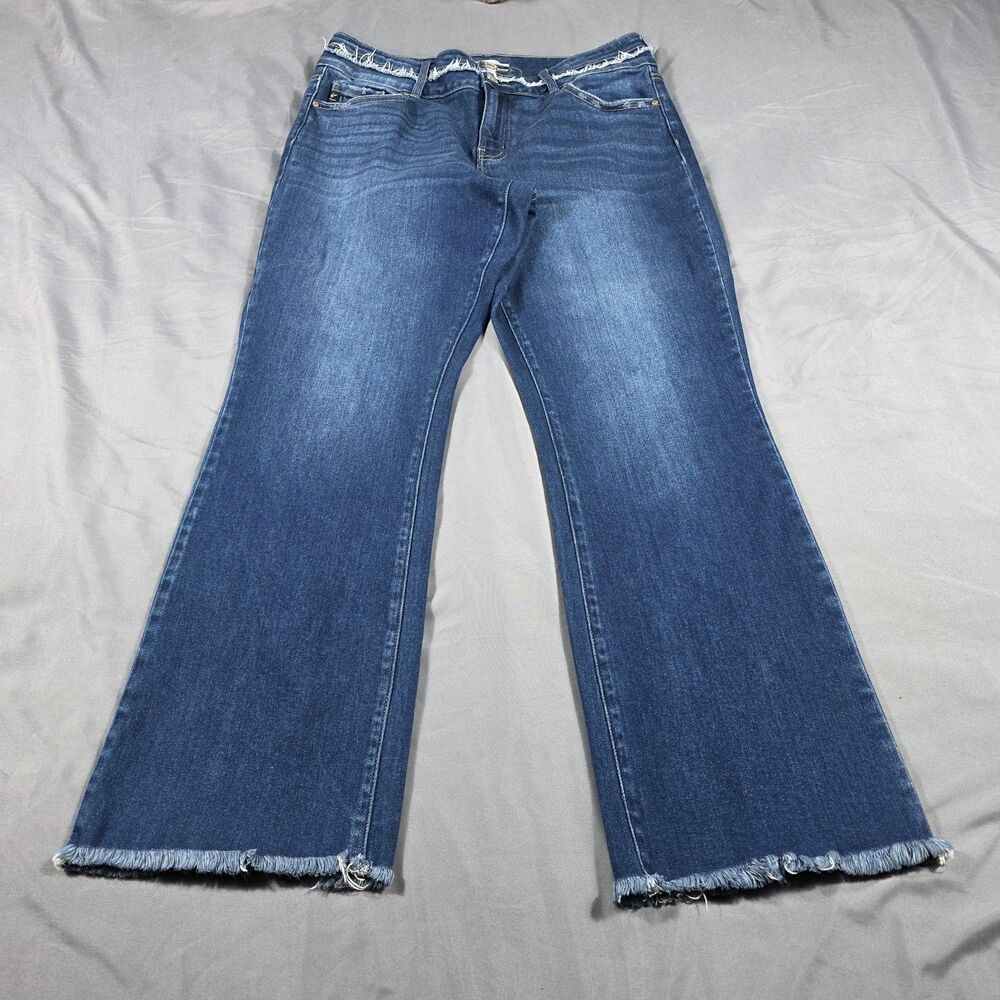 Kancan Jeans Flare Bootcut Relaxed Plus Sz 16 Dark Wash High Rise Double Button